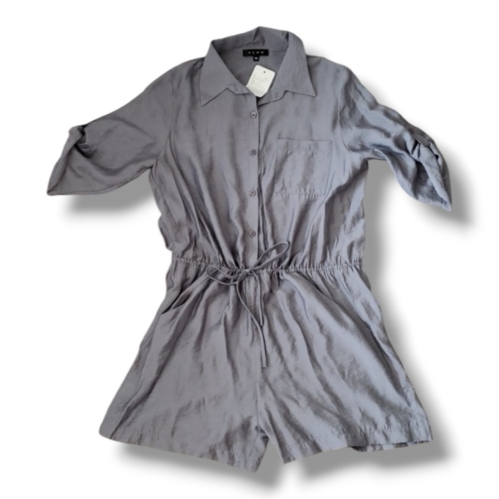 Glam Romper Medium NWT Boutique Grey